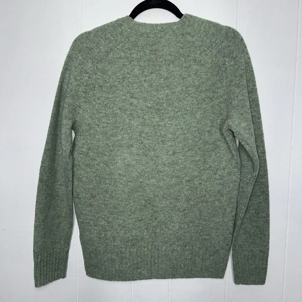 J. Crew Men’s 100% Wool Cable-Knit Crewneck Sweater Fisherman Green Size Small